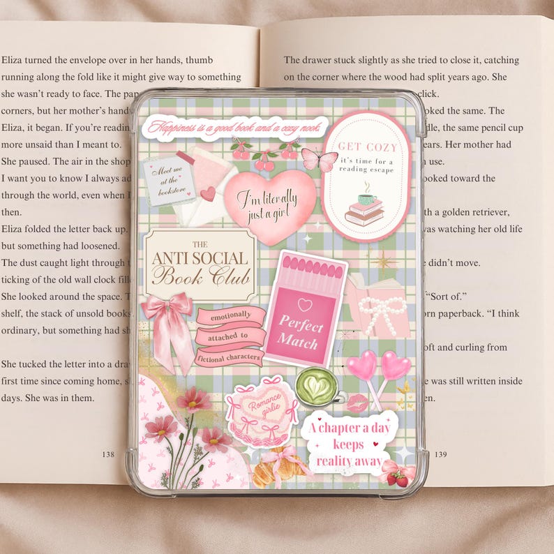Coquette Kindle Insert for Clear Case | Romantic Printable for Bookish ...
