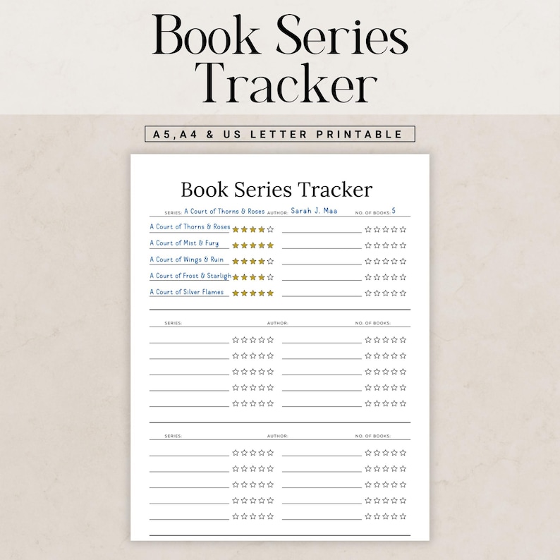 Book Series Tracker Printable, Reading Log for Book Series, Track Books ...