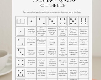 Editable Book Club Discussion Questions Printable, Book Club Cards, Discussion Prompts, Book Dice Game, Book Club Ice Breaker, Game Template
