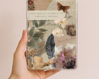 Dark Academia Kindle-inzetstuk voor transparant hoesje, afdrukbaar, Paperwhite, Basic & Oasis, vintage Kindle Skin, e-reader-accessoires, leesgrage sticker