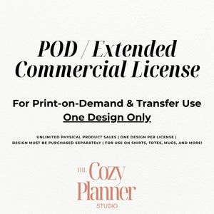 POD-Lizenz für ein Design, erweiterte kommerzielle Nutzung, Print-on-Demand-Lizenz, unbegrenzter Verkauf physischer Produkte, digitale Nutzungsvereinbarung
