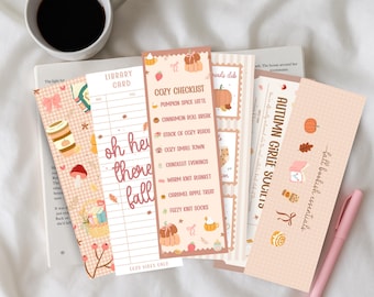 Fall Bookmark Set Printable, Cozy Autumn Book Lover Accessories, Pumpkin Spice Bookmark Bundle, Cottagecore Reading Gift, Cozy Coquette