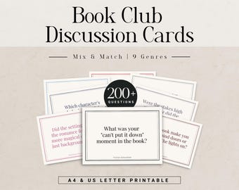 212 Book Club Discussion Cards, Fun Printable Questions, Book Club Games, Discussion Prompts, Reading Group Activity, Romance, Thriller