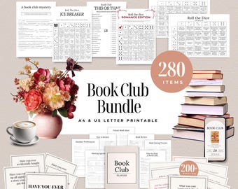 Book Club Bundle Printable | Book Club Discussion Cards, Games & Planner Pages | Book Club Kit for Any Genre | Digital Download