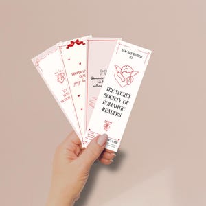 Set of 4 Printable Bookmarks, Romantic Reader Bookmarks, Galentine’s ...