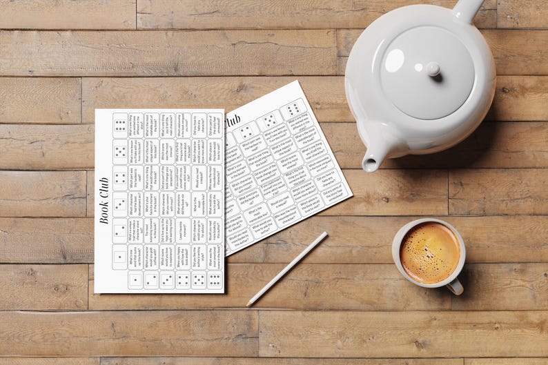 Book Club Discussion Questions Printable, Book Club Cards, Discussion Prompts, Book Review Dice Game, Get To Know You, Book Club Ice Breaker image 3