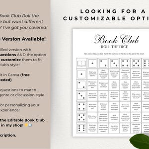 Book Club Discussion Questions Printable, Book Club Cards, Discussion Prompts, Book Review Dice Game, Get To Know You, Book Club Ice Breaker image 2