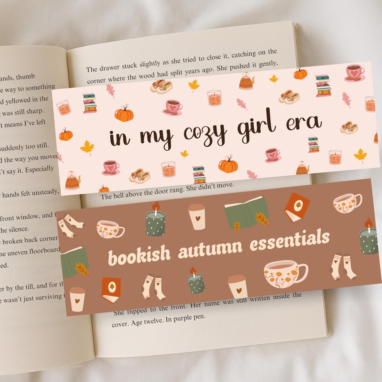 Set of 6 Cozy Fall Printable Bookmarks, Book Lovers Gifts, Autumn ...