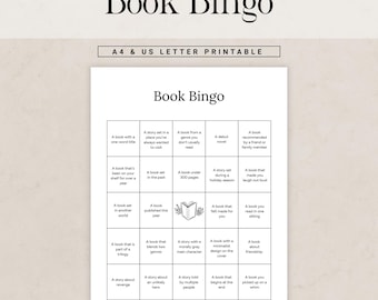Book Bingo Printable Reading Tracker For Book Lovers, Fun Paper Activity And Supplies, Perfect Reading Challenge