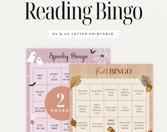Fall & Spooky Bingo Cards, Printable Autumn Book Challenge, Halloween Reading Tracker, Cozy Book Club Activity, TBR Game, Bingo for Readers