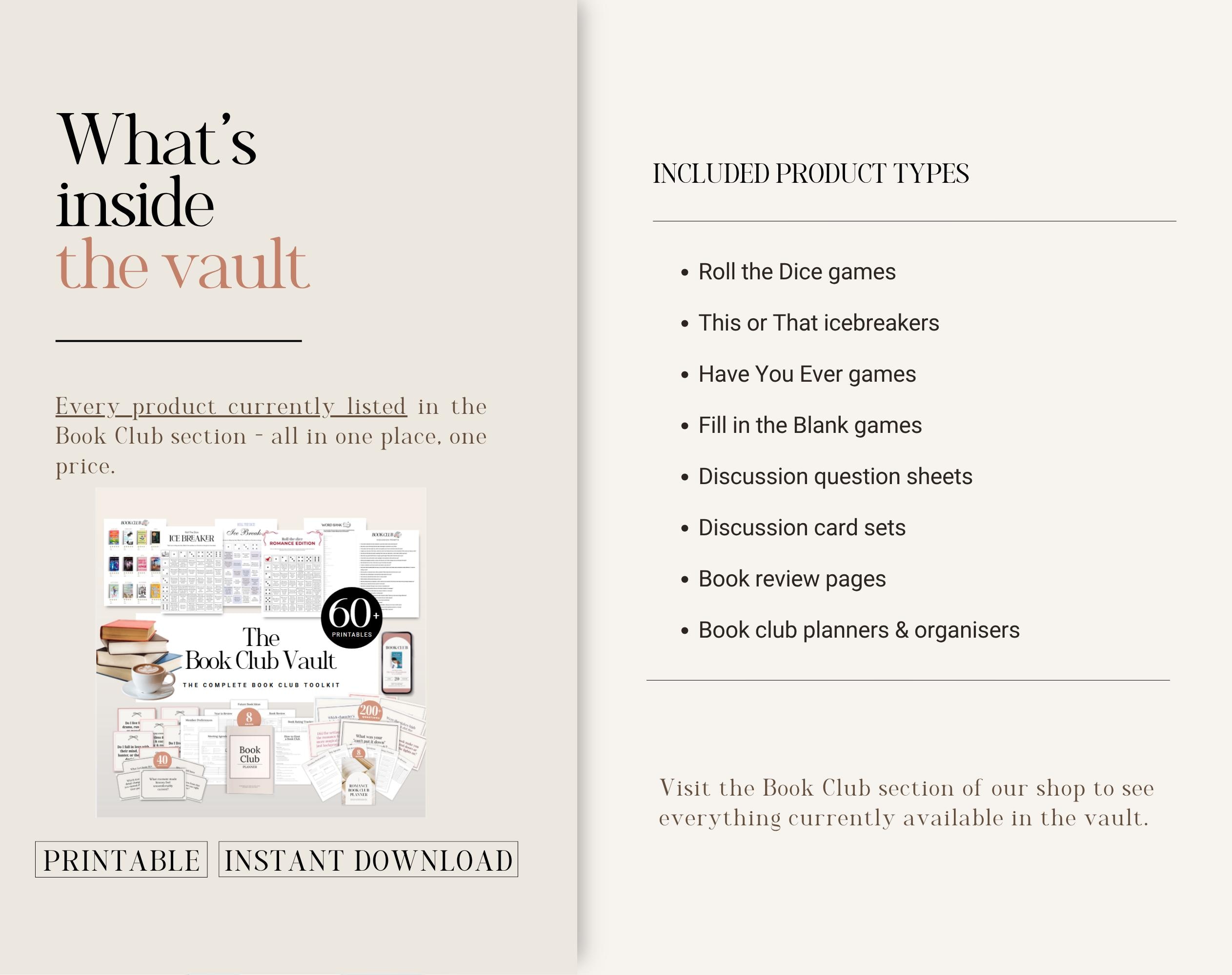 Printable Book Club Bundle | Games, Planners and Discussion Cards ...