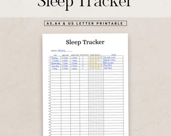 Printable Sleep Tracker, Monthly Sleep Log, Sleep Log, Digital Sleep Journal, Sleep Analysis, Sleep Quality, Sleep Cycle, Planner Page