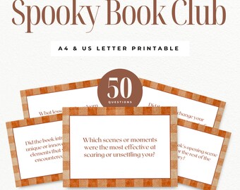 Halloween Spooky Book Club Questions | 50 Printable Book Club Prompts | Suspense Horror Themed Reading Discussion Cards | Instant Download