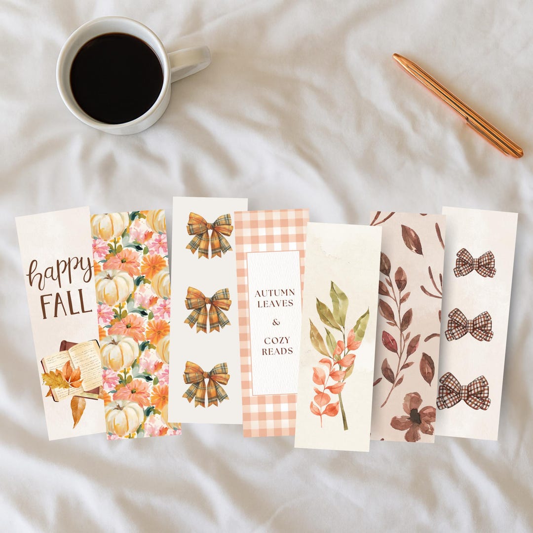 Set of 6 Autumn Printable Bookmarks | Fall Leaves Bookmarks | Cozy ...