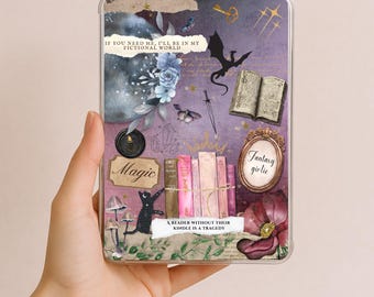 Utskrivbar fantasy Kindle-insats, drakdesigner, Kindle-tillbehör, bokinspirerade presenter, bokinspirerad dekor, Paperwhite, fantasyflicka, romantik