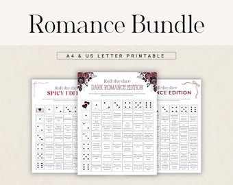 Romance Book Club Dice Game Bundle, Spicy Edition + Dark Romance + Classic Romance, Printable Reading Game Night Fun, Printable Question PDF