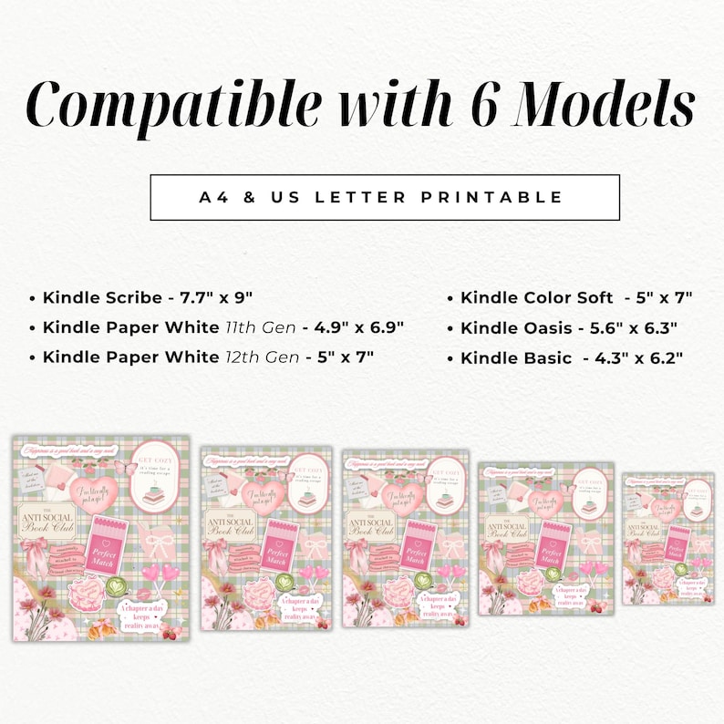 Coquette Kindle Insert for Clear Case | Romantic Printable for Bookish ...