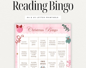 Christmas Reading Bingo Printable, Holiday Book Challenge Game, Festive Winter Reading Activity for Book Lovers, Instant Download
