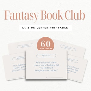 ファンタジー ブック クラブ ディスカッション カード | 60 の楽しい印刷可能な質問 | ファンタジー愛好家に最適 | ブック クラブのミーティングやディスカッションを充実させる