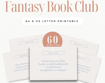Tarjetas de discusión para clubes de lectura de fantasía / 60 divertidas preguntas imprimibles / Ideales para amantes de la fantasía / Enriquecen las reuniones y debates de clubes de lectura