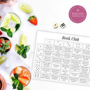 Book Club Discussion Questions Printable, Book Club Cards, Discussion Prompts, Book Review Dice Game, Get To Know You, Book Club Ice Breaker image 5