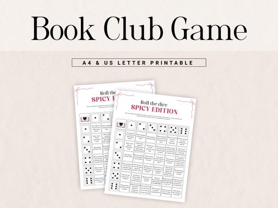 Spicy Book Club Game Printable, Roll The Dice, Fun Icebreaker Questions for Book Lovers, Digital Download Activities, Romance Readers Game