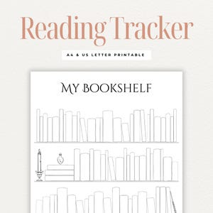 Bookshelf Reading Tracker, Journal Page, Printable Reading Log, Book Journal Page, Daily Habit Tracker, Book Organization Chart, Book Lovers