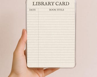 図書館カード入りKindle用インサート、ヴィンテージスタイルの電子書籍リーダーケース装飾、紙製インサート付き透明Kindleケース、書籍アクセサリー、印刷可能なKindle用インサート