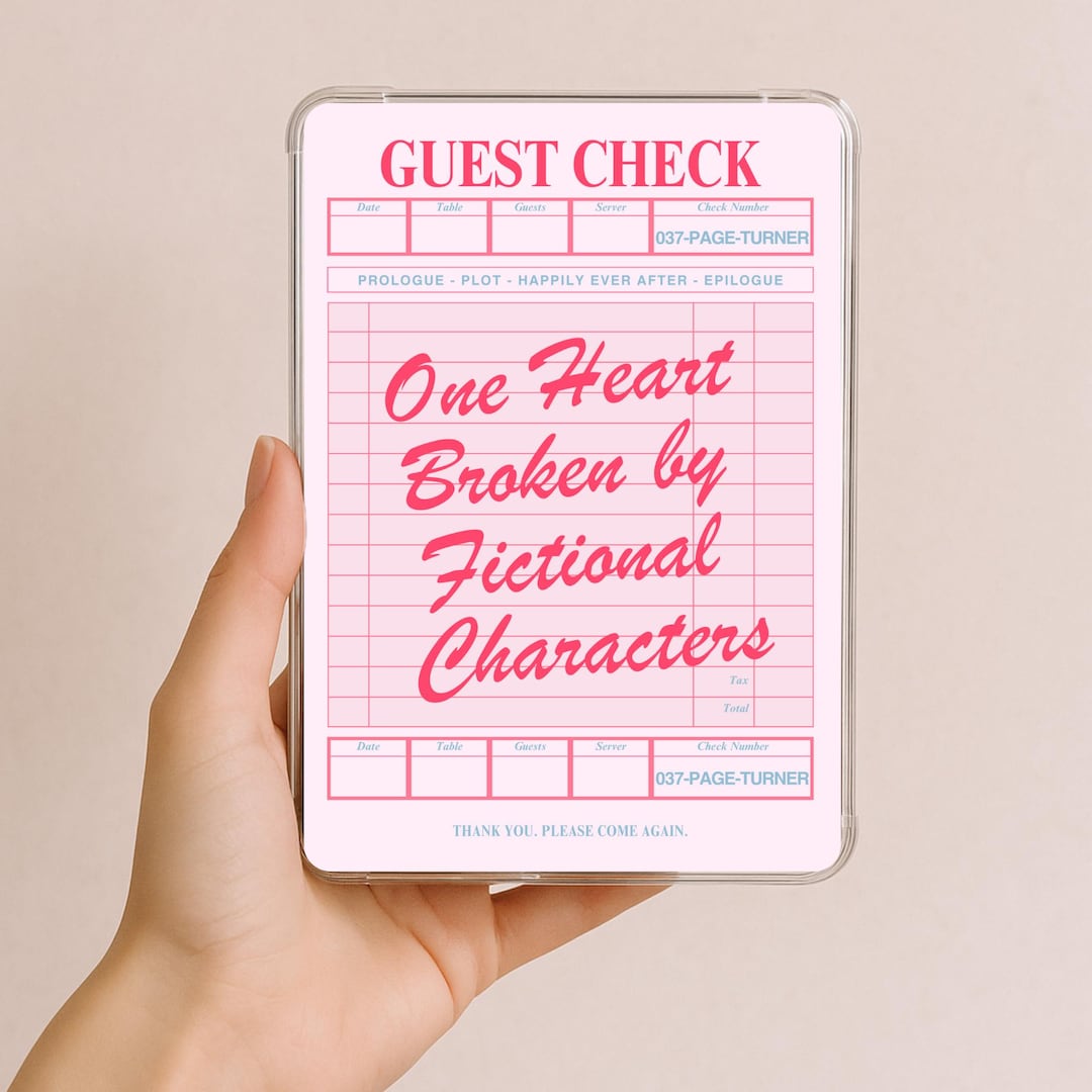 Cute Pink Kindle Insert for Clear Case, Retro Guest Check Printable ...