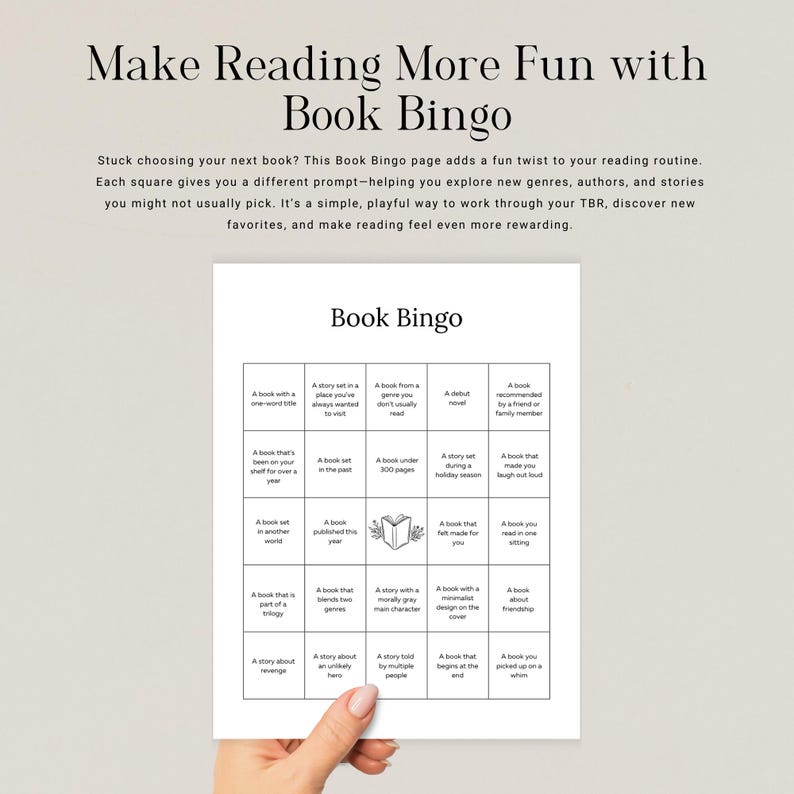 Book Bingo Printable Reading Tracker for Book Lovers, Fun Paper ...