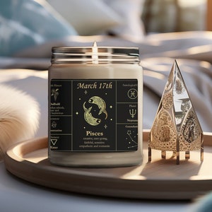 Personalized Birth Month Candle, Birth Date Candle, Astrology Gifts, Birth Month Flower, Zodiac Gift, Birthday Gift for Her
