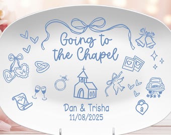 Personalized Wedding Platter Going to the Chapel Engagement Gift Custom Bride & Groom Keepsake Plate Wedding Shower Gift Bachelorette