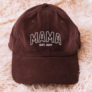 Custom Embroidered Corduroy Mama Hat: Personalized Mom Gift