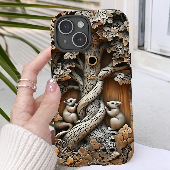 Forest Phone Case Tree and Squirrels Wood Carving Print Cell Phone Case Nature Animal Lover Phone Rustic Nature Gift iPhone, Samsung, Google Forest Phone Case Tree and Squirrels Wood Carving Print Cell Phone Case Nature Animal Lover Phone Rustic Nature Gift iPhone, Samsung, Google