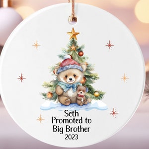 Big Brother Christmas Ornament, Personalized Sibling First Christmas, Promoted to Big Brother Christmas Ornament 2023, Gift for a Boy