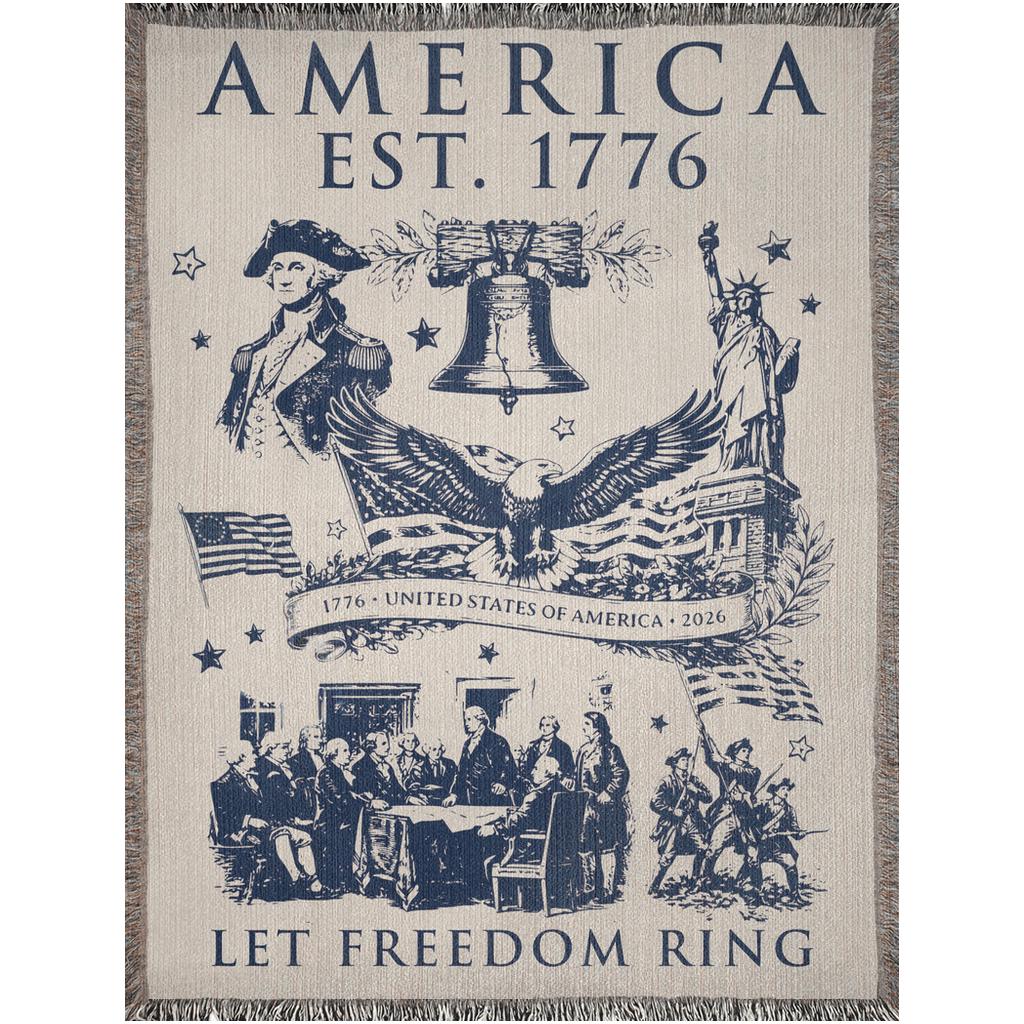 アメリカ建国250周年記念織物ブランケット、1776年から2026年までの