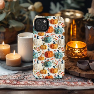 Coque de portable citrouille, coque de portable imitation 3D, coque de portable à fleurs d'automne, coque de téléphone portable, coque robuste et esthétique pour iPhone, Samsung, Pixel image 5