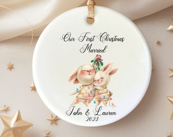 Our First Christmas Married Ornament, Newlywed Gift, Wedding Ornament, Personalized First Christmas Married Couple Ornament, Cute Ornament