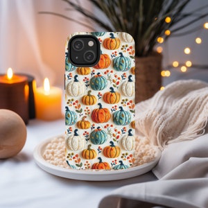 Coque de portable citrouille, coque de portable imitation 3D, coque de portable à fleurs d'automne, coque de téléphone portable, coque robuste et esthétique pour iPhone, Samsung, Pixel image 7