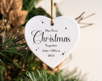 First Christmas Together Ornament, First Christmas Ornament 2023, Personalized Ornament for Couple, Gift for a Couple, Heart Ornament