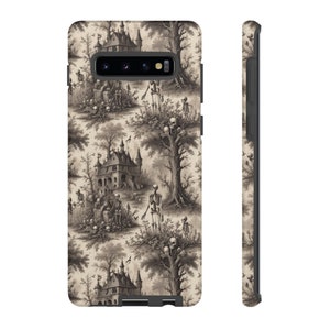 Funda de Halloween con diseño de Toile de Jouy, diseño gótico de esqueleto personalizado, funda protectora gótica para iPhone 17, Samsung 24 y 25 imagen 7