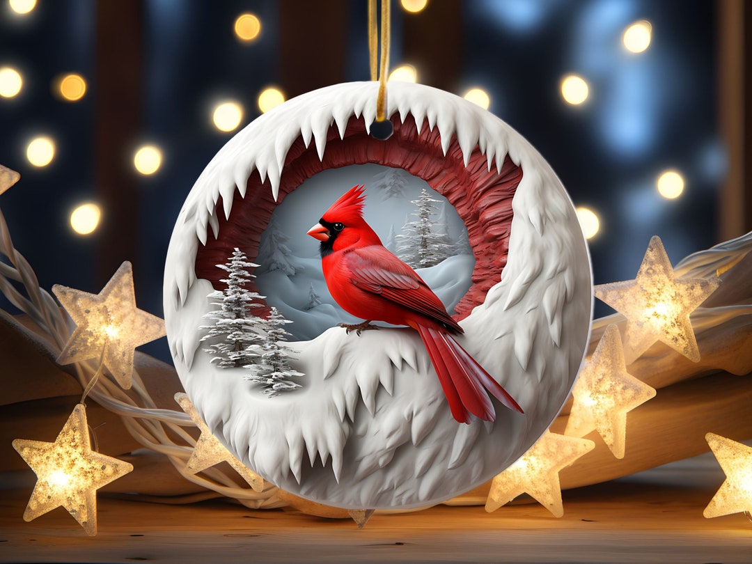 Cardinal Ornament, Christmas Tree Ornament, 3D Effect Cardinal Ornament ...