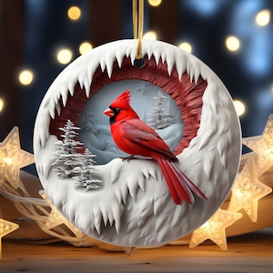 Kardinal Ornament, Weihnachtsbaum Ornament, 3D Effekt Kardinal Ornament, 3D Weihnachts Ornament, Urlaub Ornament, Ornament Austausch Geschenk