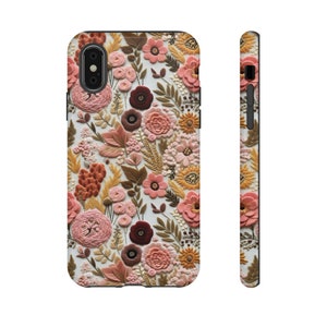 Floral Faux Embroidery Phone case, Boho Flowers, 3D, Embroidered Phone Case Effect, iPhone Case, Samsung Phone Case, Pixel Phone Case, Cute image 8
