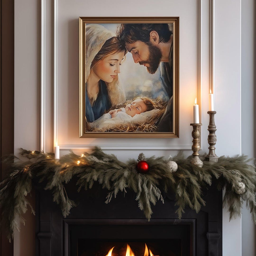 Christmas Poster Holy Family Religious Wall Art Prints Catholic Gift ...