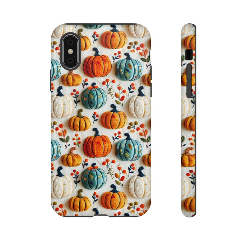 Coque de portable citrouille, coque de portable imitation 3D, coque de portable à fleurs d'automne, coque de téléphone portable, coque robuste et esthétique pour iPhone, Samsung, Pixel image 9