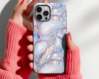 Funda para teléfono de nácar, concha de abulón iridiscente, regalo para ella, funda perlada para teléfono celular, accesorio para iPhone 17
