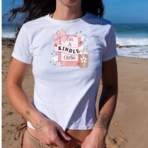 Y2K Baby Tee, I am a Kindle Girlie Baby Tee, Iced Coffee Drinker Baby Tee,  Reading Lover Baby Tee, Coquette Baby Tee, Retro Baby Tee