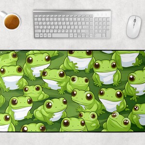 Kawaii Desk Mat, Cute Frog Deskpad, Lofi Desk Mat, Cute Desk Accessories, Kawaii Desk Decor, Green Desk Mat, Aesthetic Desk Mat, Gaming Pad