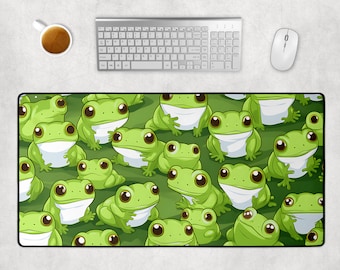 Kawaii bureaumat, schattige kikker bureaumat, Lofi bureaumat, schattige bureauaccessoires, Kawaii bureaudecor, groene bureaumat, esthetische bureaumat, gamingpad